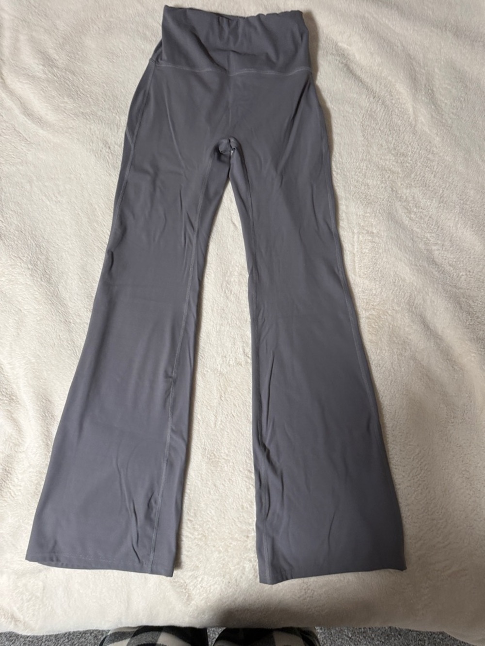 High-Waist Gray Flare Yoga Pants